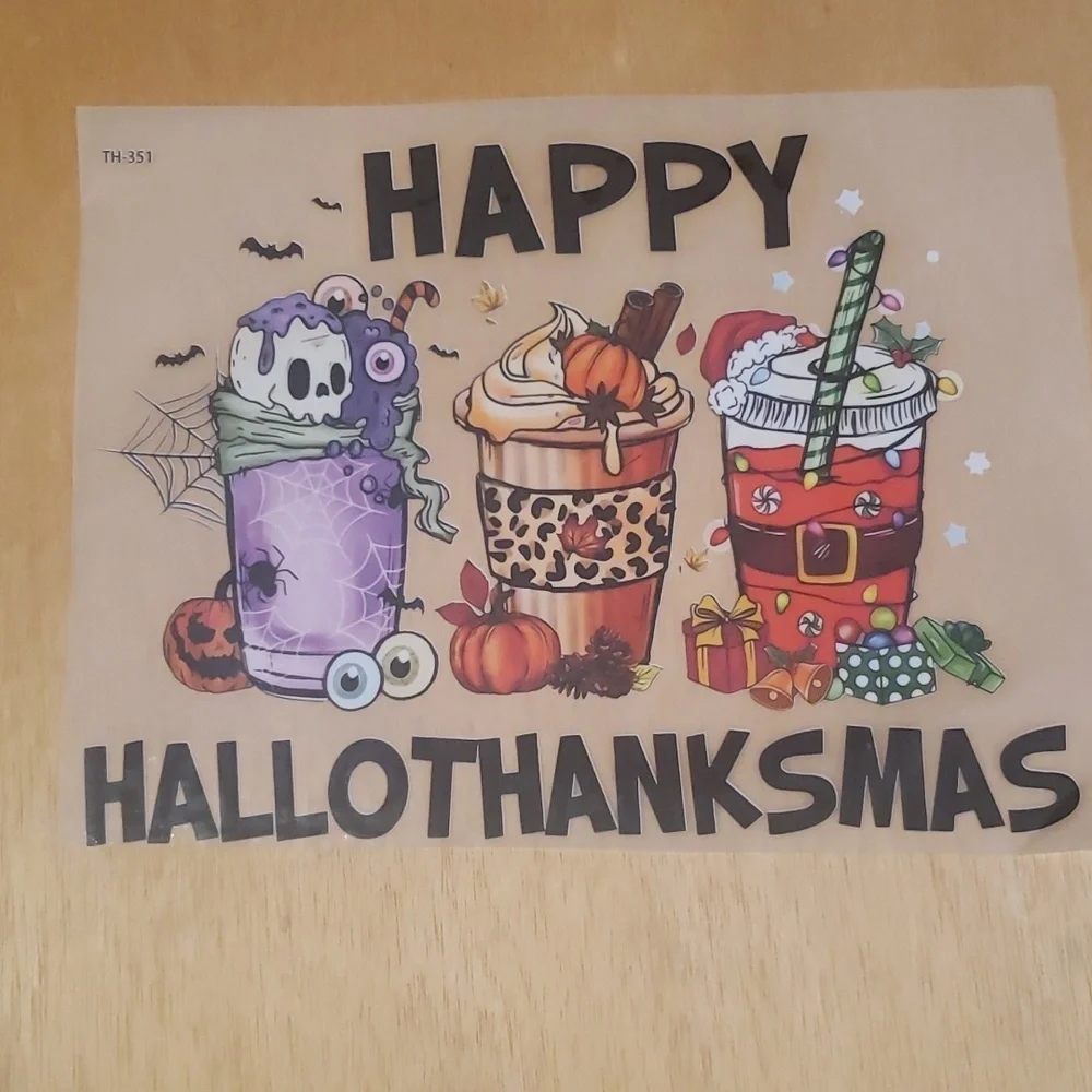 Happy Hallothanksmas Iron-On Heat Transfer Patch